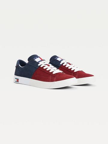 Férfi Tommy Hilfiger Colorblock suede Sneaker Piros Kék | HU 1397LIS